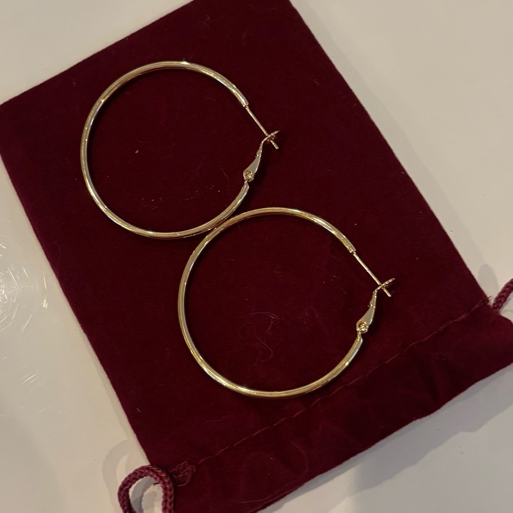 NWOT Elegant 14k Gold-Plated Large Hoop Earrings